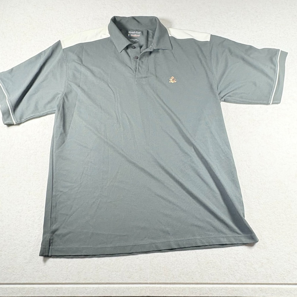 Budweiser Polo Shirt 2XL Rivers End SolarShield Gray Golf Logo Mens